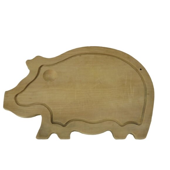 Pig-Shaped Vintage Wooden Cutting Board 12" Farmhouse Country Kitchen Folk Art - Picture 1 of 6